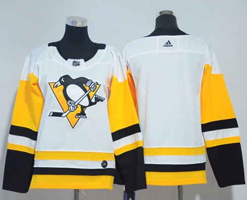 Adidas Pittsburgh Penguins Blank White Road Authentic Women Stitched NHL Jersey->women nhl jersey->Women Jersey
